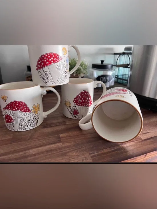 4 Mushroom Cottagecore Mugs | Spectrum Designz | Rustic Farmhouse Coffee Cups - Picture 3 of 16